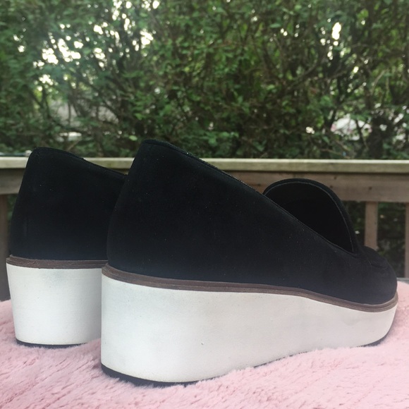 HP!💎 ALDO, Black Suede Loafers, Platform Wedges Slip On - Picture 6 of 13